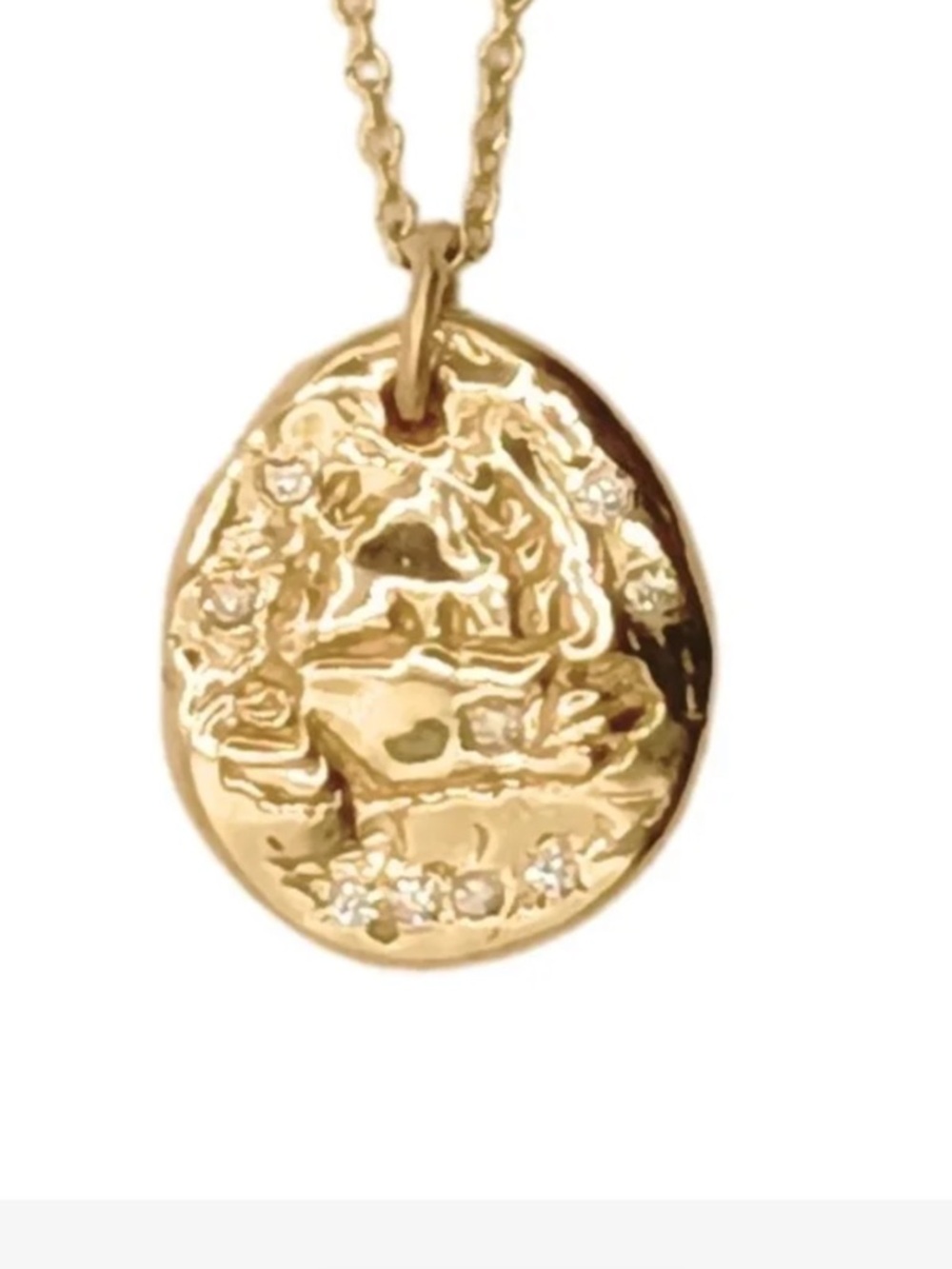 Handcrafted 10k Gold Disc Crab Pendant with Diamond Accents